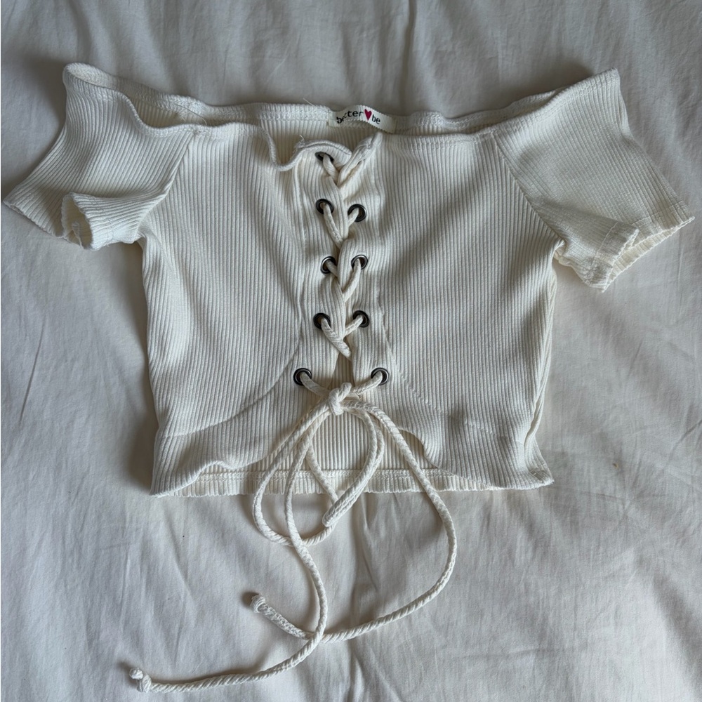 Better Be White Lace-Up Crop Top